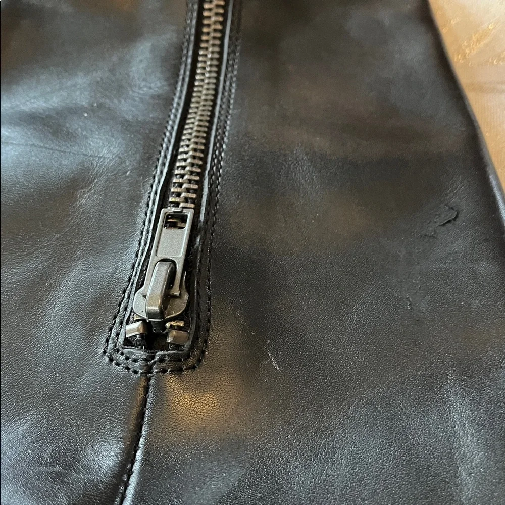 Crown by Born Black Upper Leather Over the Knee Boots with Buckle Details Size 8